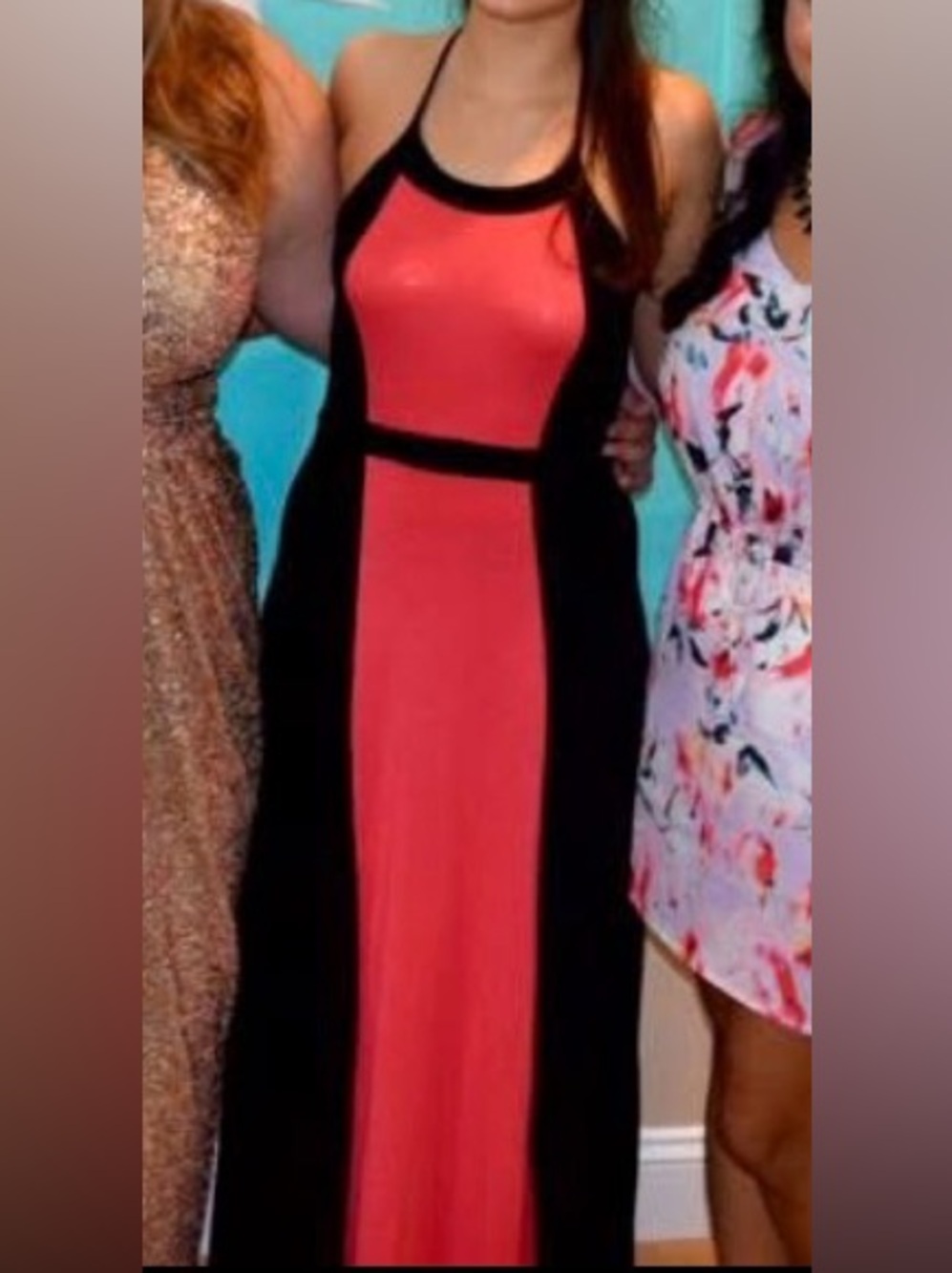 Black and Pink Maxi Dress